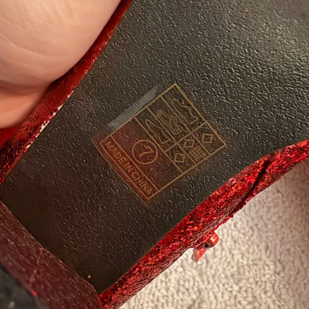 Vintage-Style Red Glitter Knee-High Platform Boots 70s Go-Go Disco Boots sz 7 - Image 9