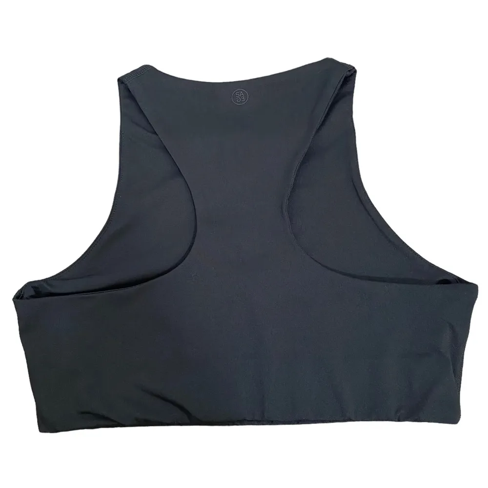 Sage Collective Zipper Front Racerback Sports Bra Black - Image 7