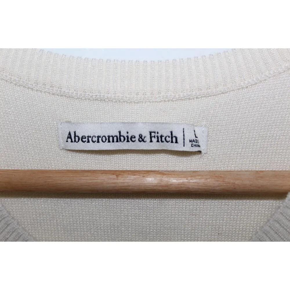 Womens Abercrombie & Fitch Cream Sleeveless Knit Midi Sweater Dress Size Large - Image 3