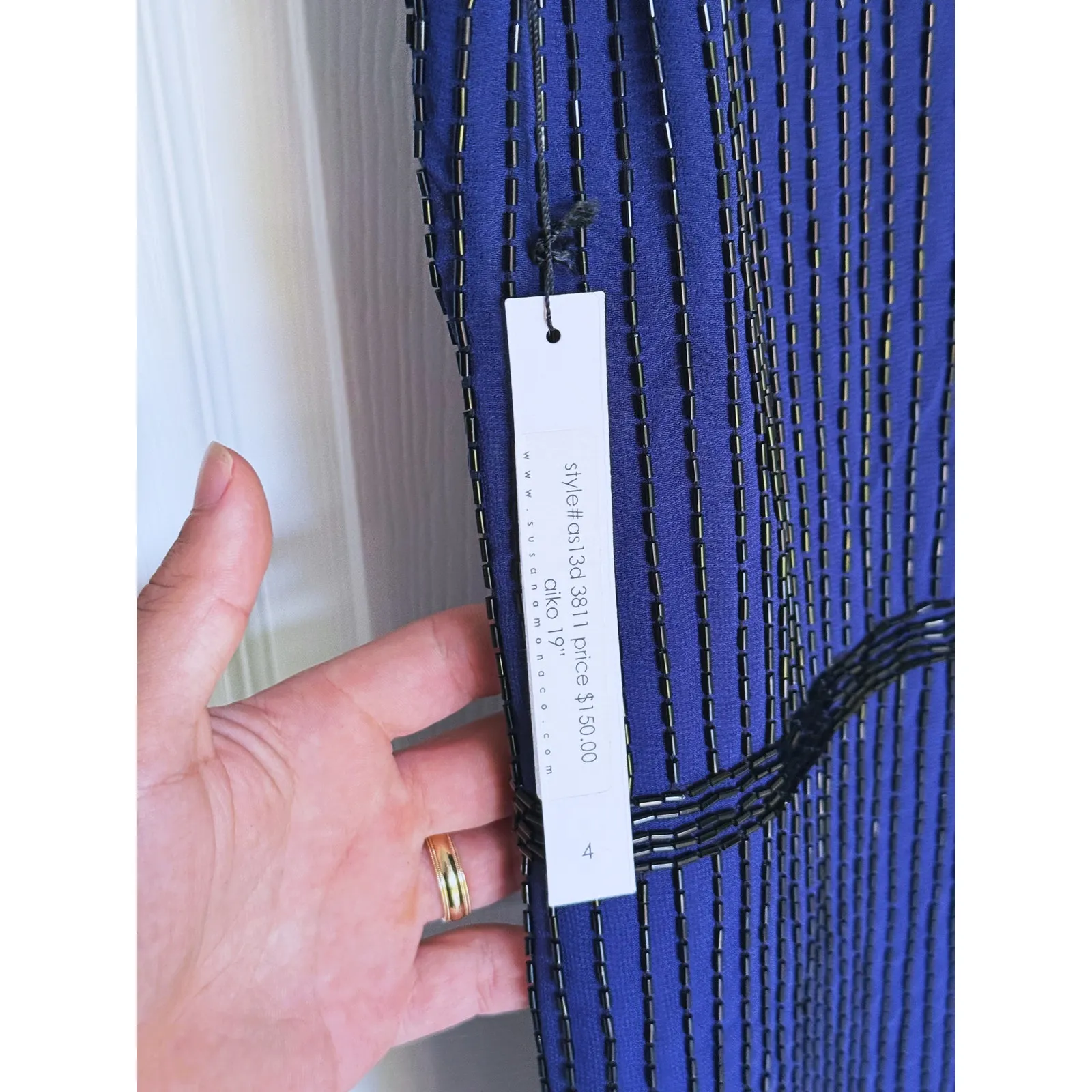 NWT Susana Monaco Showgirl Sleeveless Beaded Mini Dress Size 4 Blue Gatsby Event - Image 5