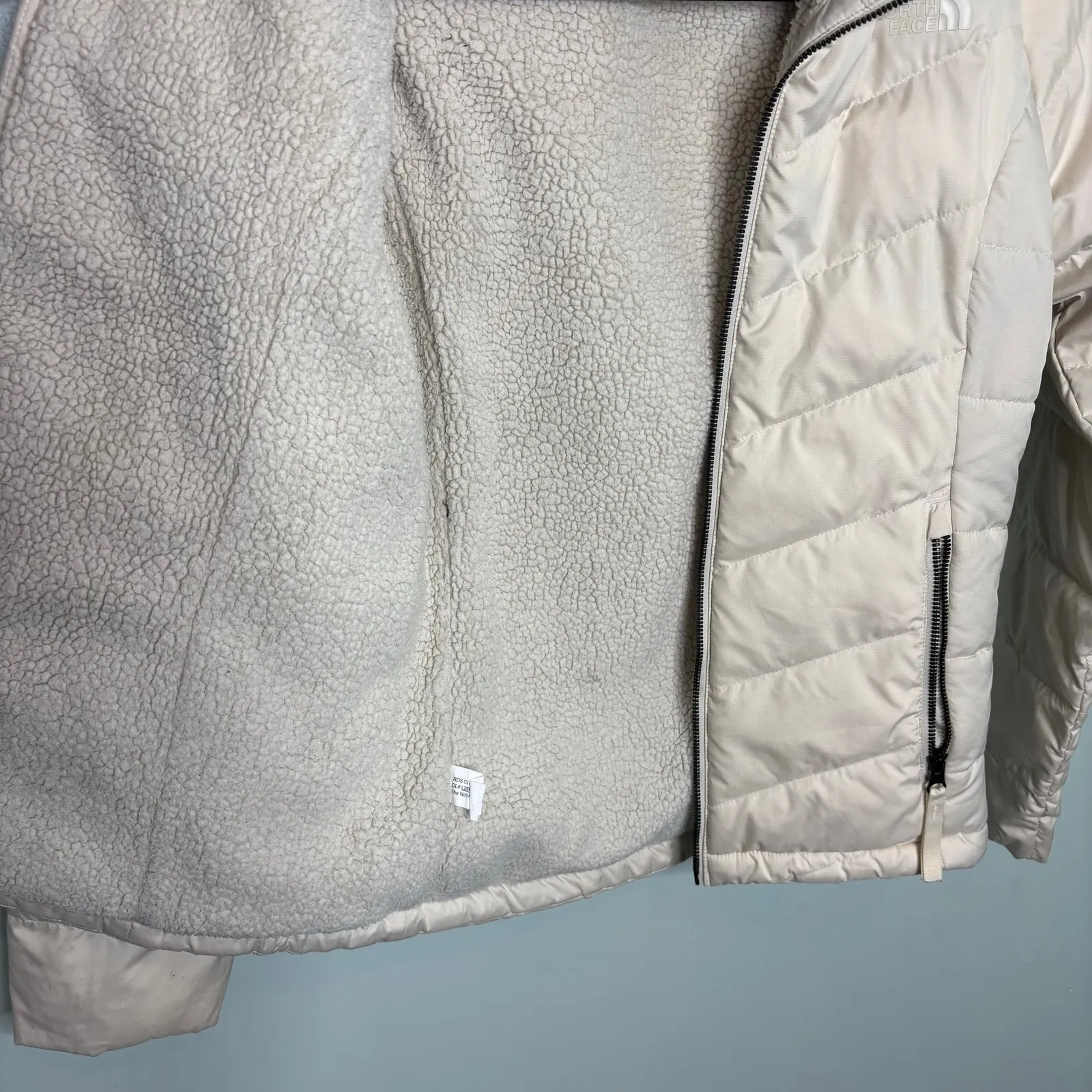 North Face Alpz Luxe Hooded White Puffer Coat Faix Sherpa Lined XS - Image 11