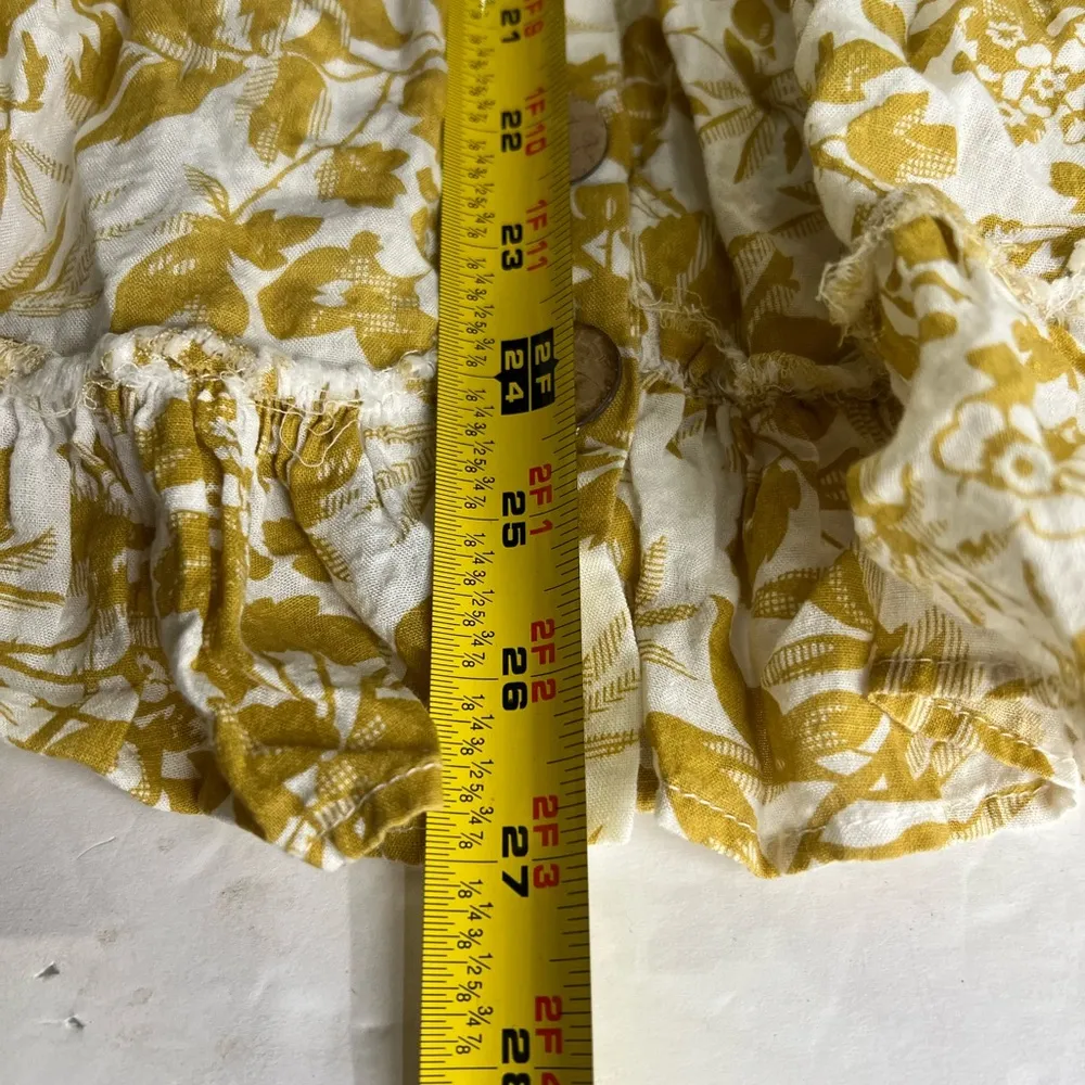 Kori America floral cream mustard wood buttons ruffle tank dress lined festival - Image 11