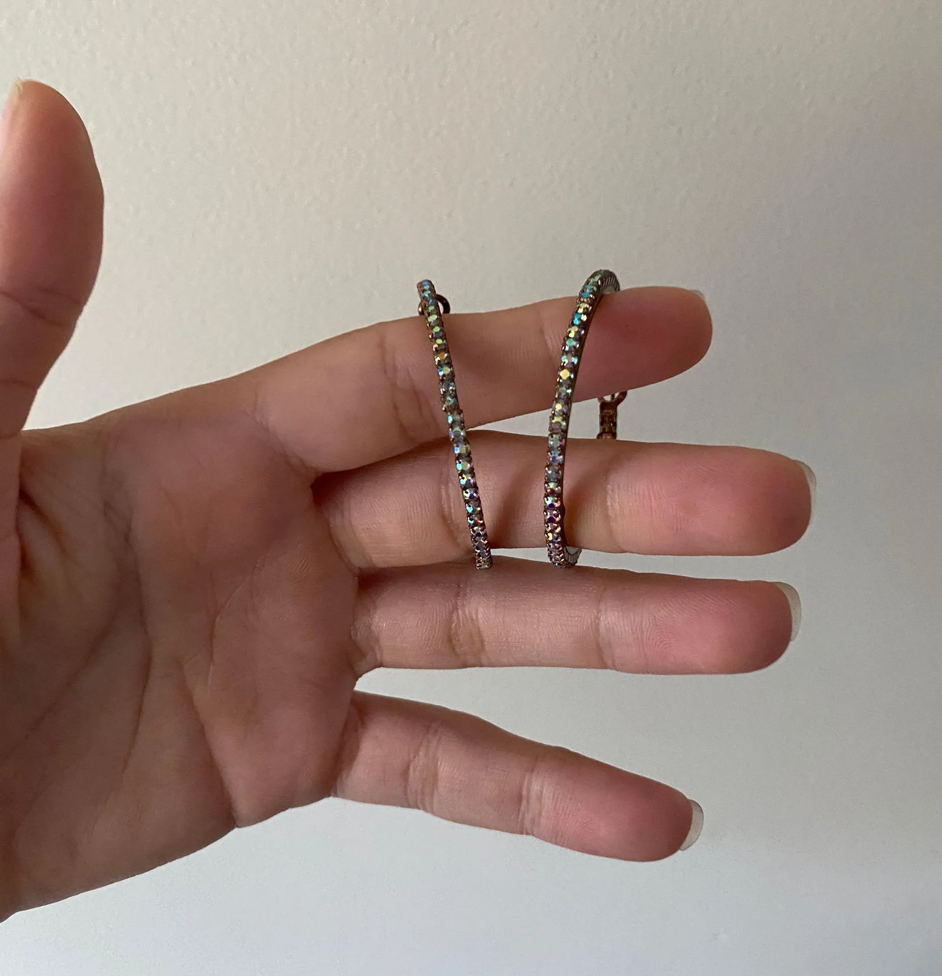 Glitzy Embellished Hoop Earrings Silver - Image 3