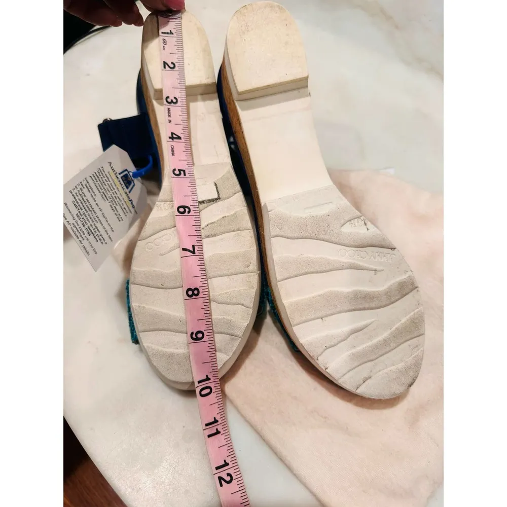 Jimmy Choo Blue Watersnake Neat Ankle Strap Platform Sandals Size 40.5 (US10.5) - Image 4