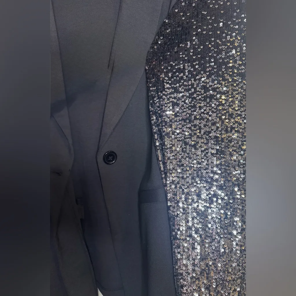 Cable & Gauge Black Blazer with Ombré Sequin Sleeves | Size L/G | Elegant/casual - Image 7