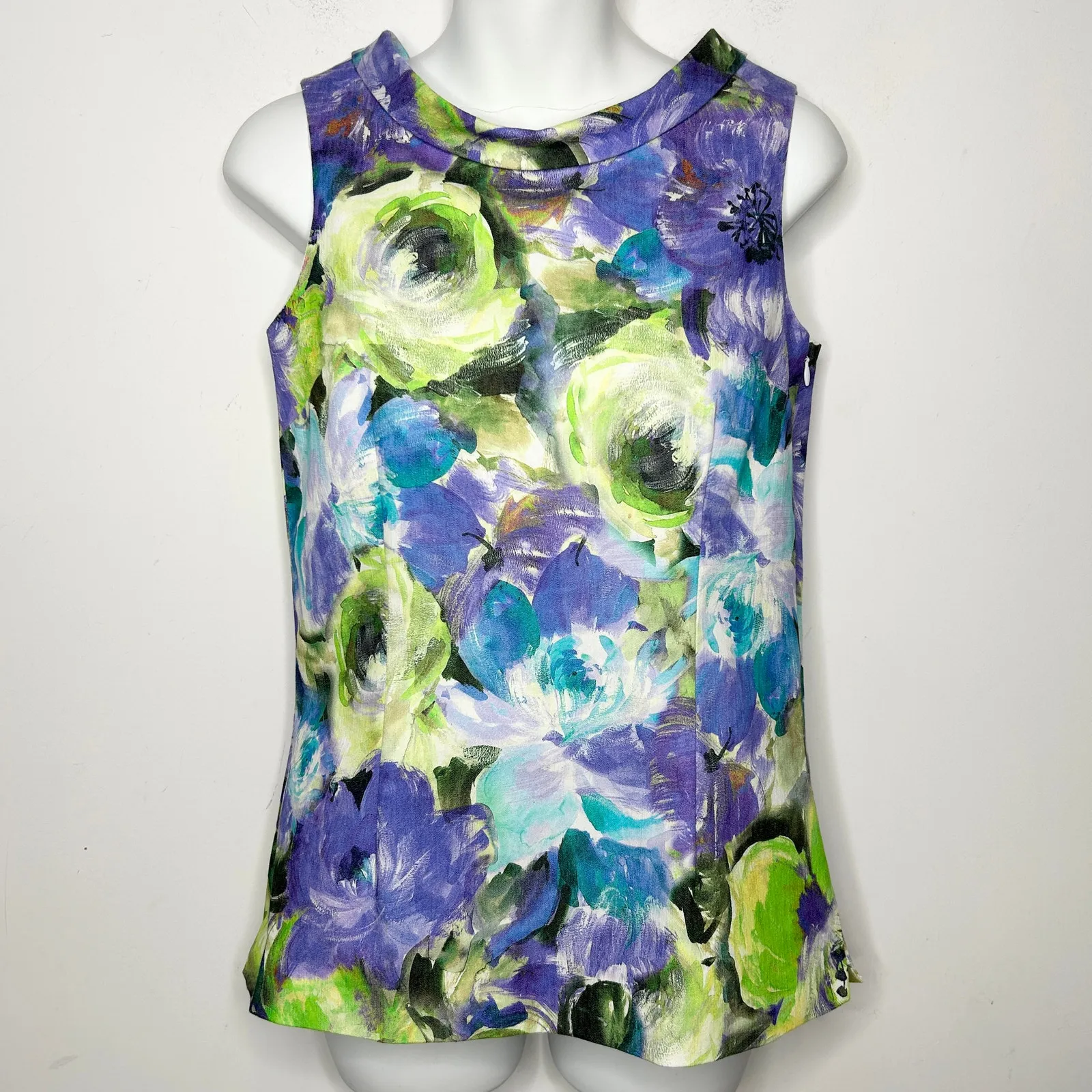SARA CAMPBELL Floral Peonies Top Women 2 Bloomcore Quiet Luxury Spring Old Money Blue - Image 2