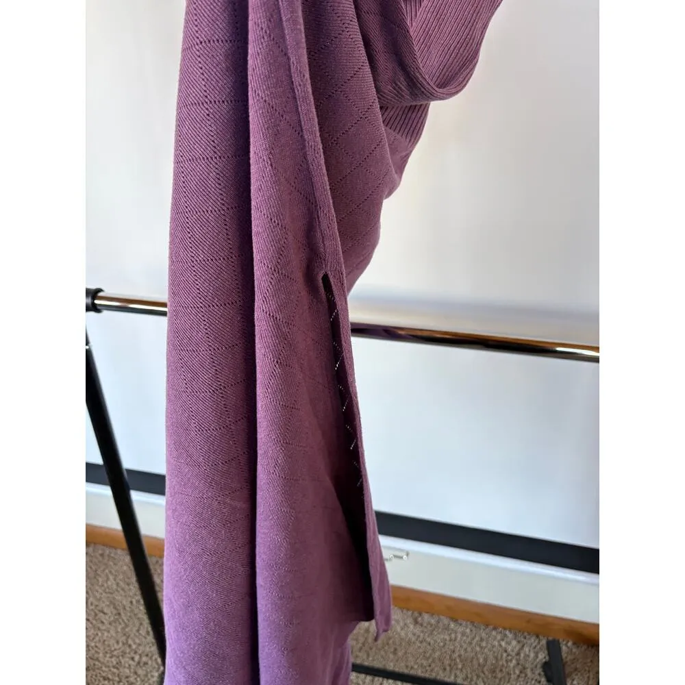 Vtg 90s Purple Crochet Knit Babydoll Midi Dress Soft Girl Bambicore Coquette Set - Image 6