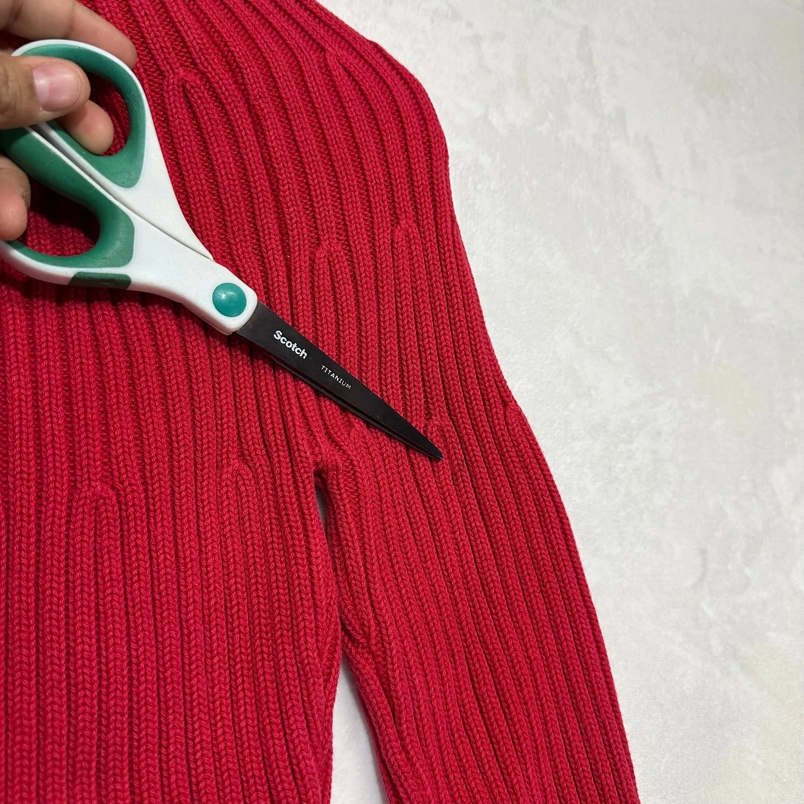 Vintage ESPRIT XS Red Cable Knit Long Sleeve Turtleneck Sweater Retro Romantic - Image 8