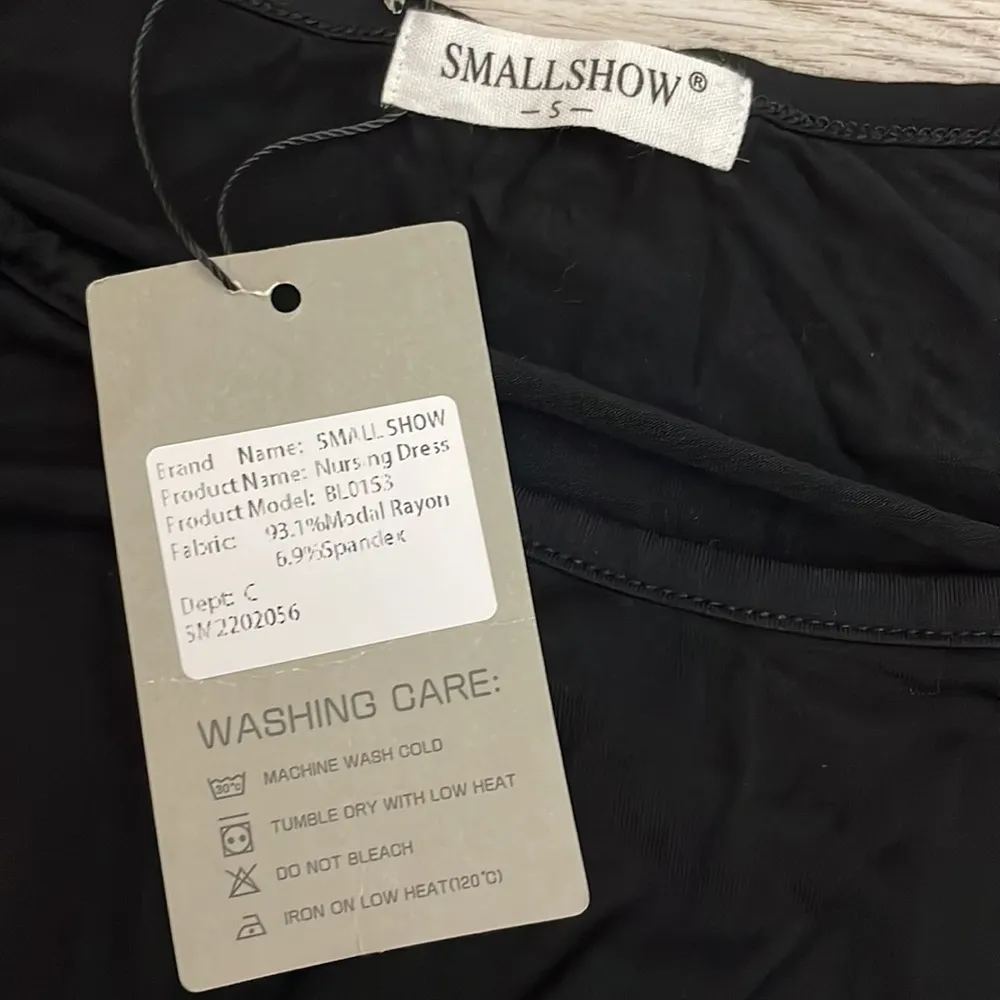 NWT Smallshow Black Ruched Sides Short Sleeve Knee Length Maternity Dress Small - Image 6