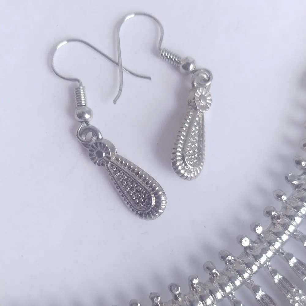 Trendy Statement Boho Ethnic Bib Necklace Set Silver - Image 7