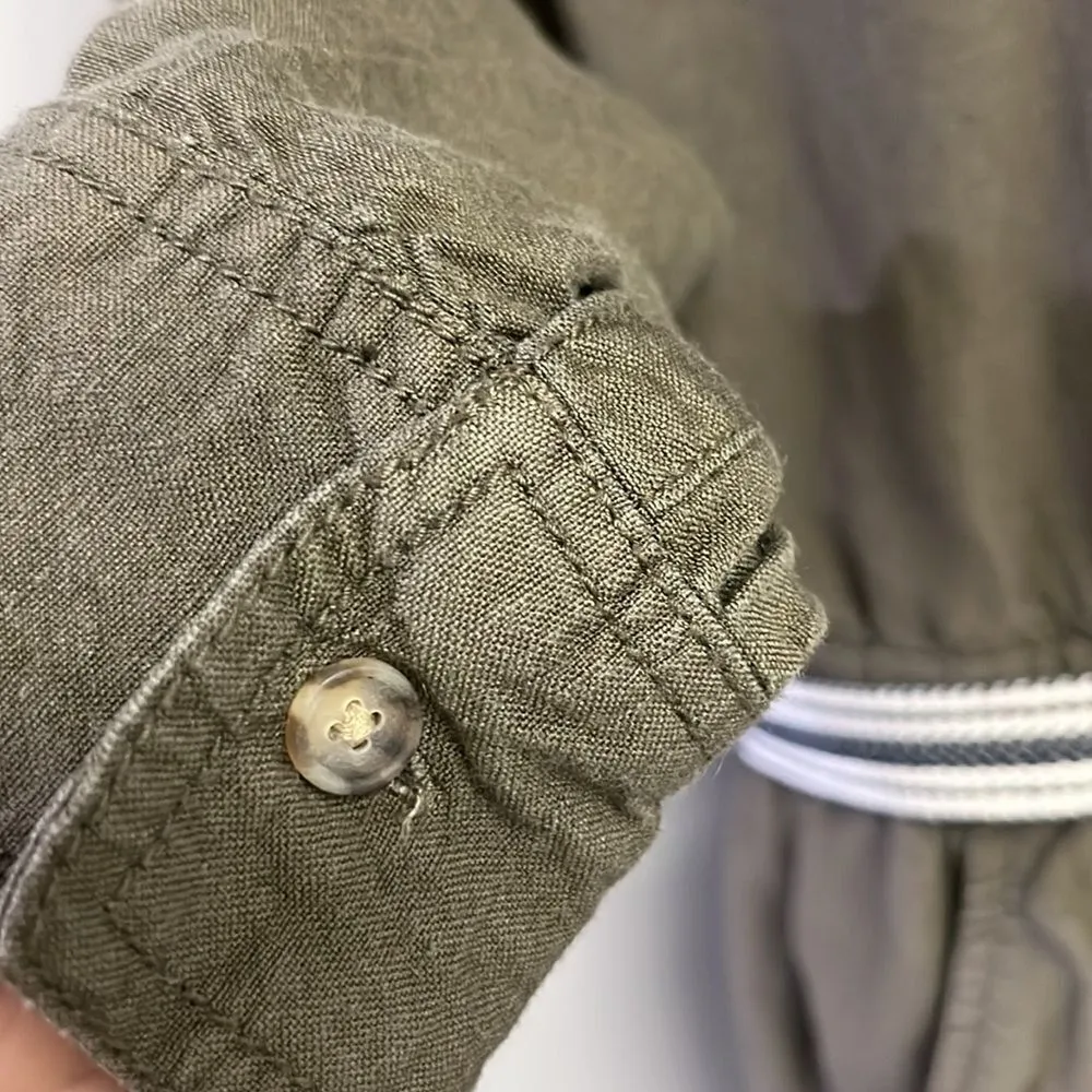 LOFT Army Green 1/2 Button Elastic Waist Jogger Jumpsuit w/Tassel Stripe Belt- S - Image 5