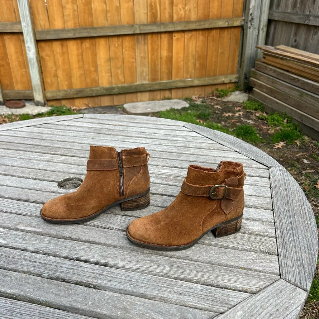 Born Morocco Suede‎ Nubuck Buckle Booties Comfort Walking leather size 6.5 Brown - Image 5