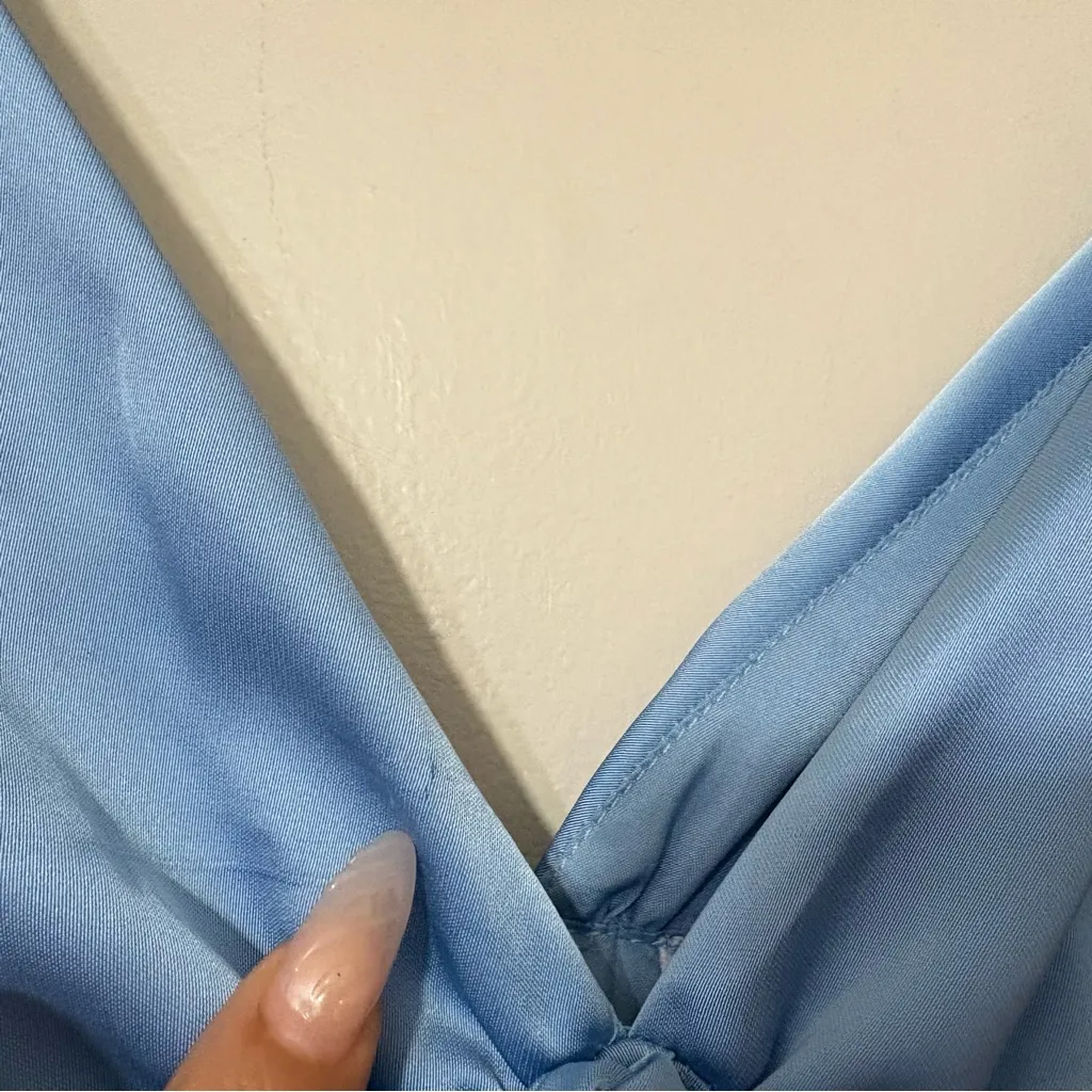 Petal & Pup Verena Satin Midi Dress Blue Plunge Neck Size S NWT - Image 5