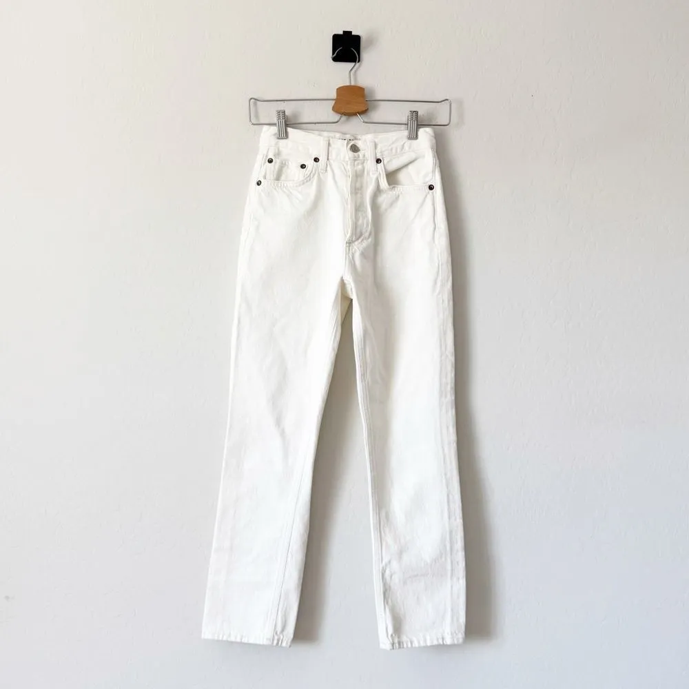 AGOLDE Riley High Rise Straight Crop Jeans in White Size 23 - Image 4