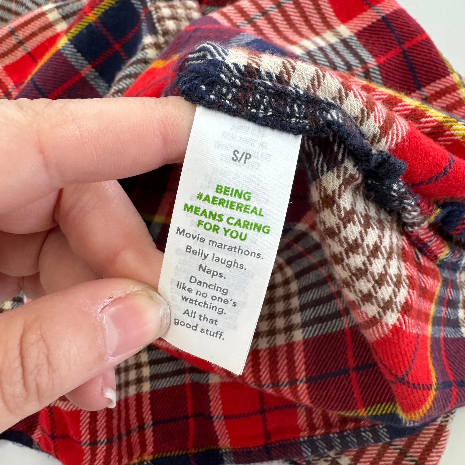 Aerie Top Womens Small Red Plaid Flannel Pajama‎ Button Up Top Soft Cotton Blend - Image 11