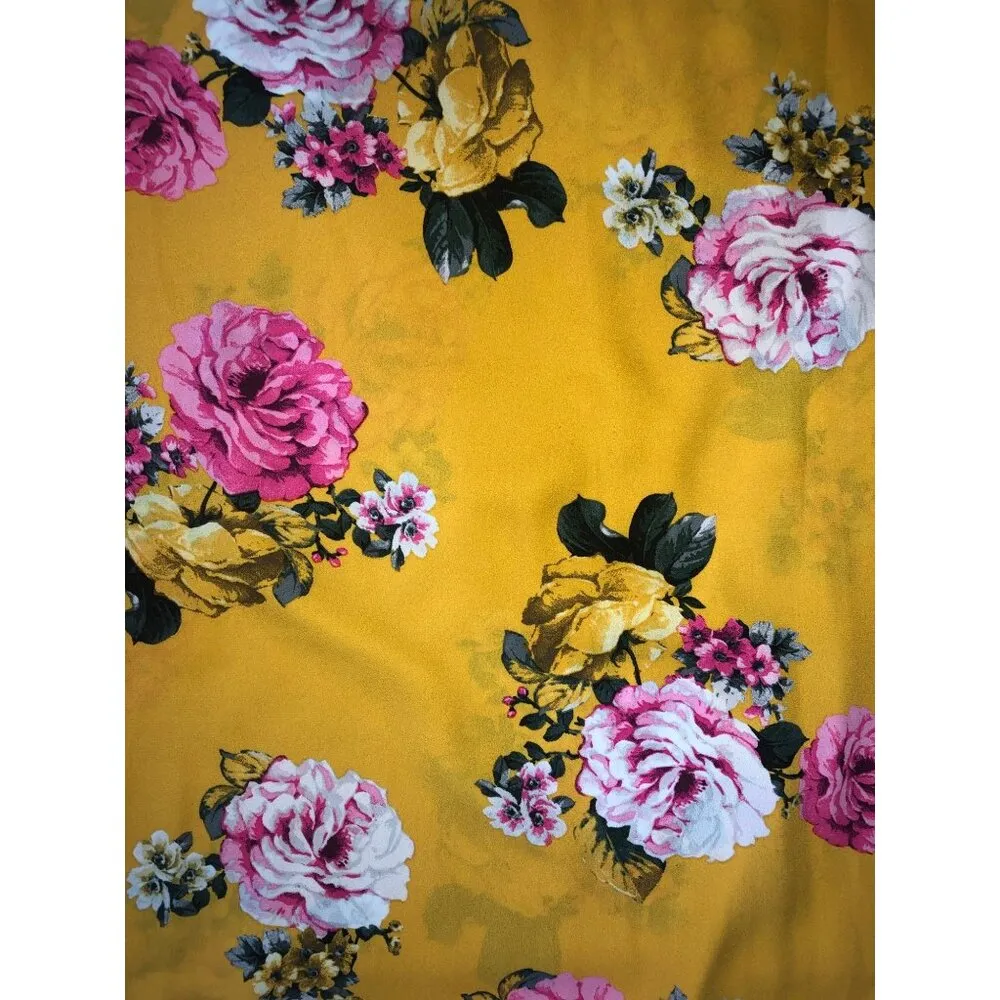 Torrid Top Size 2 2X Georgette High Neck Tank Yellow Pink Floral Asymmetrical - Image 9