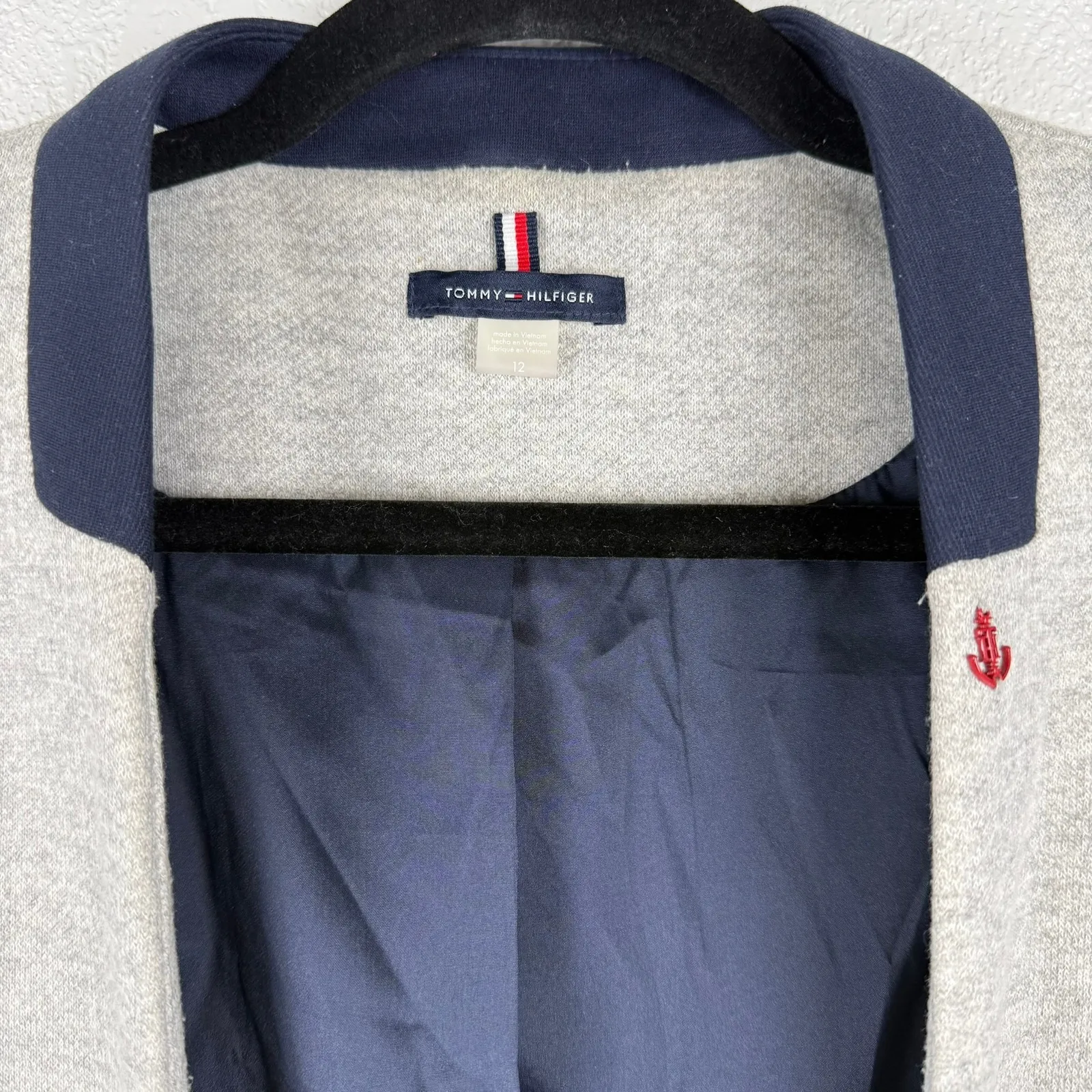 Tommy Hilfiger Elbow Patch Open Blazer Jacket Grey Knit Classic Minimalist - Image 3