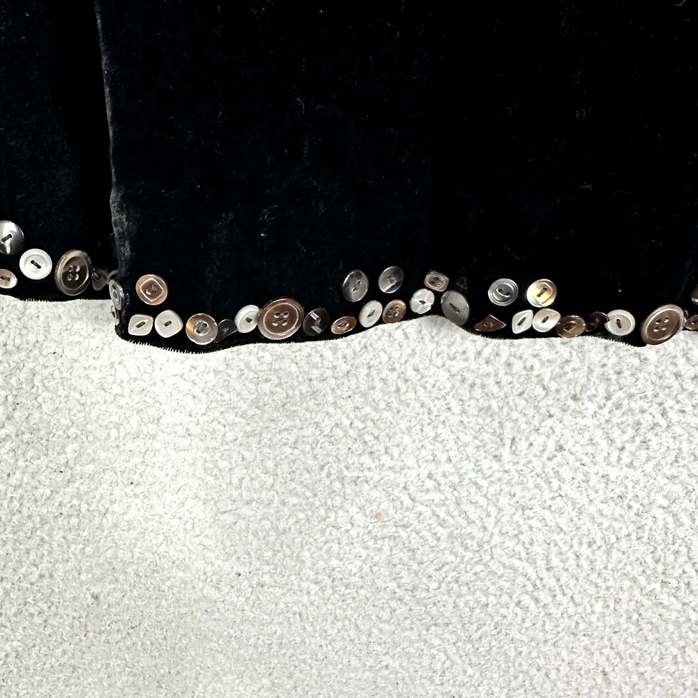 J. jill Pencil Skirt Womens Medium Black Velvet Beaded Trim Stretch Waist Boho - Image 2