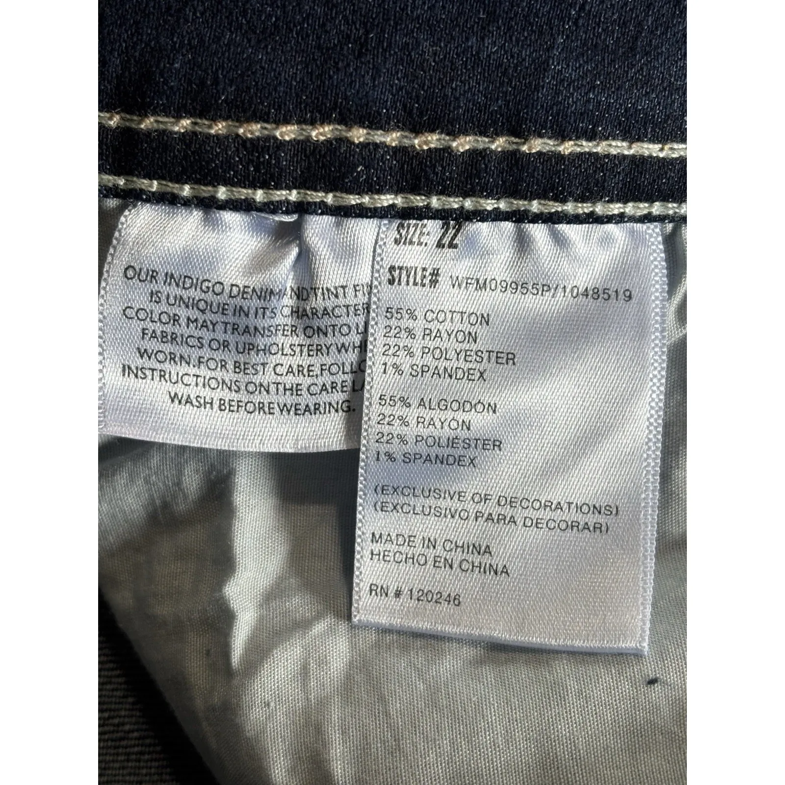 Wallflower Legendary Fit Bootcut High Rise Dark Wash Jeans Size 22 Embroidered Blue - Image 8