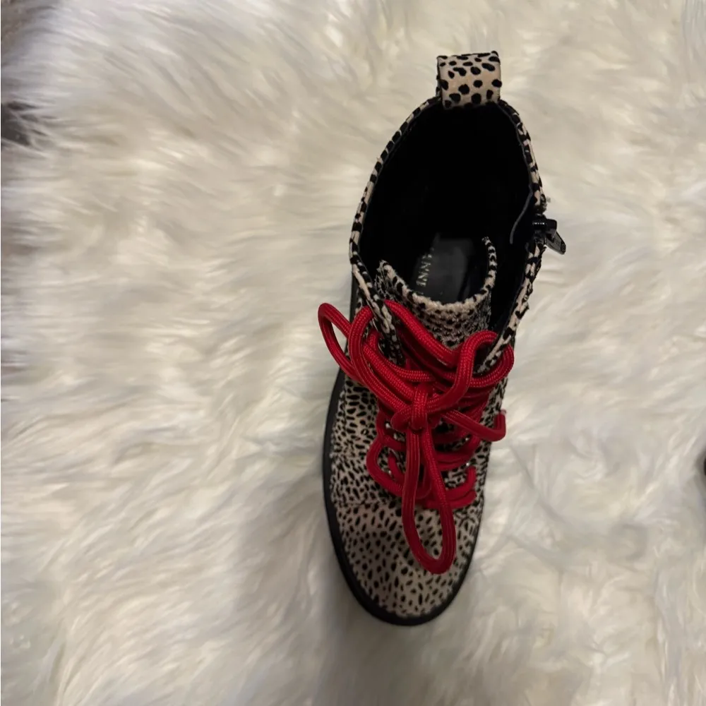 Gianni Bini Ryedderr Cheetah Print Heeled Lug Sole Combat Boots- NWOB - Image 2