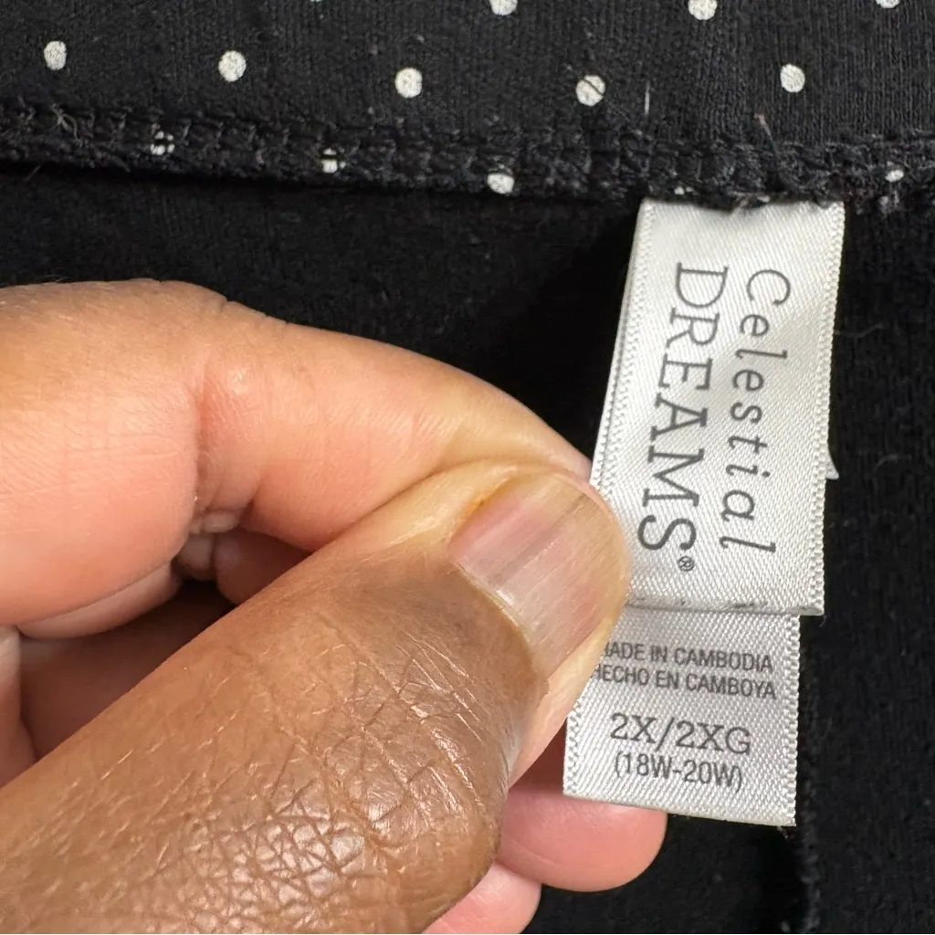 Women's Celestial Dreams Black Polka Dot Pajama Set 2X Comfy Fall Night Comfy - Image 5