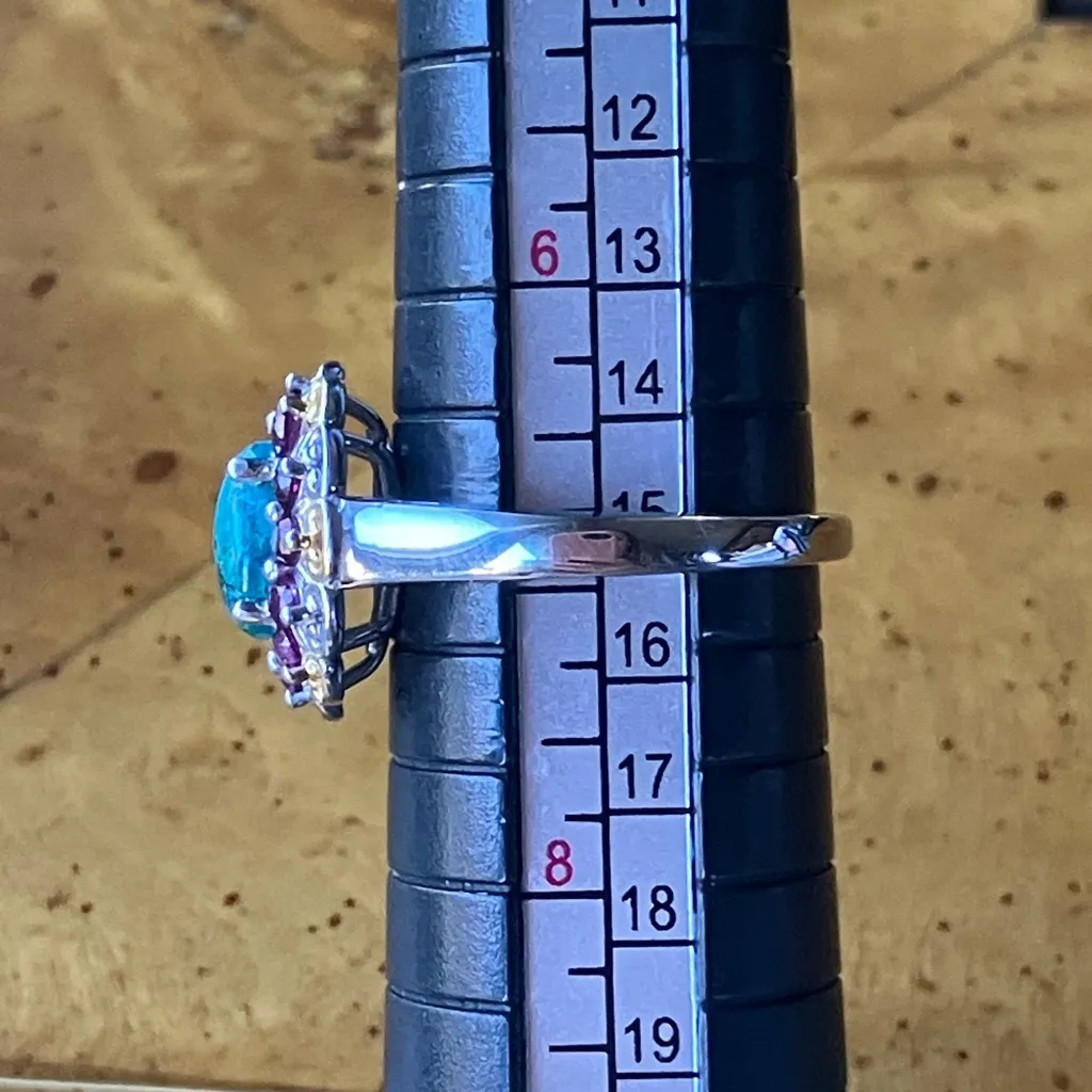 Natural Chrysocolla Orissa Garnet Sterling Silver Ring Size 7 - Image 8
