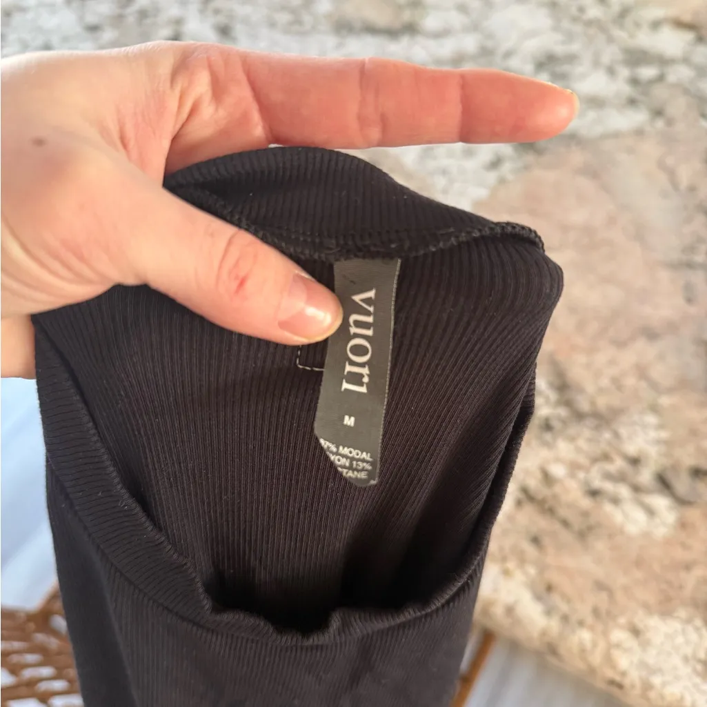 Vuori Ribbed Sleeveless Midi Dress Black Size Medium - Image 5