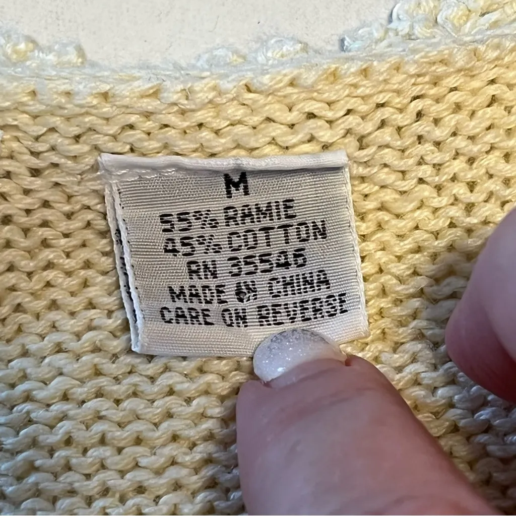 Sostanza Crochet Sweater Vest Vintage Medium Boho Ramie Floral‎ Hippie 90s Y2K - Image 3