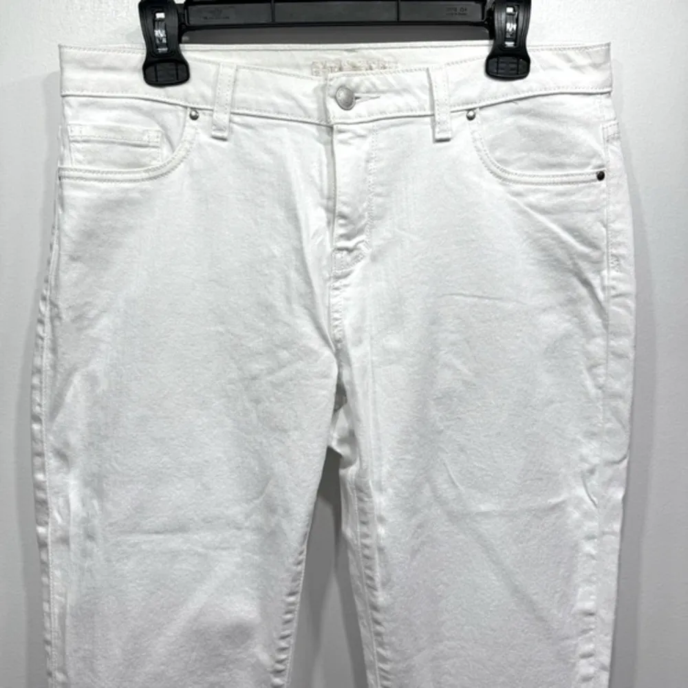 Boston Proper Newport Slim Straight White Denim High Rise Jeans Size 12 - Image 6