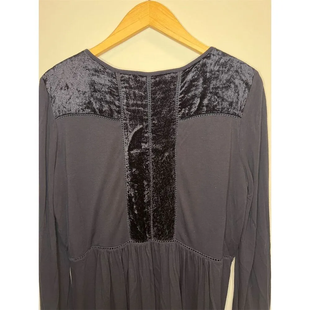 Sundance Women's Cyrena Blue Velvet Lace Blouse V - Image 6
