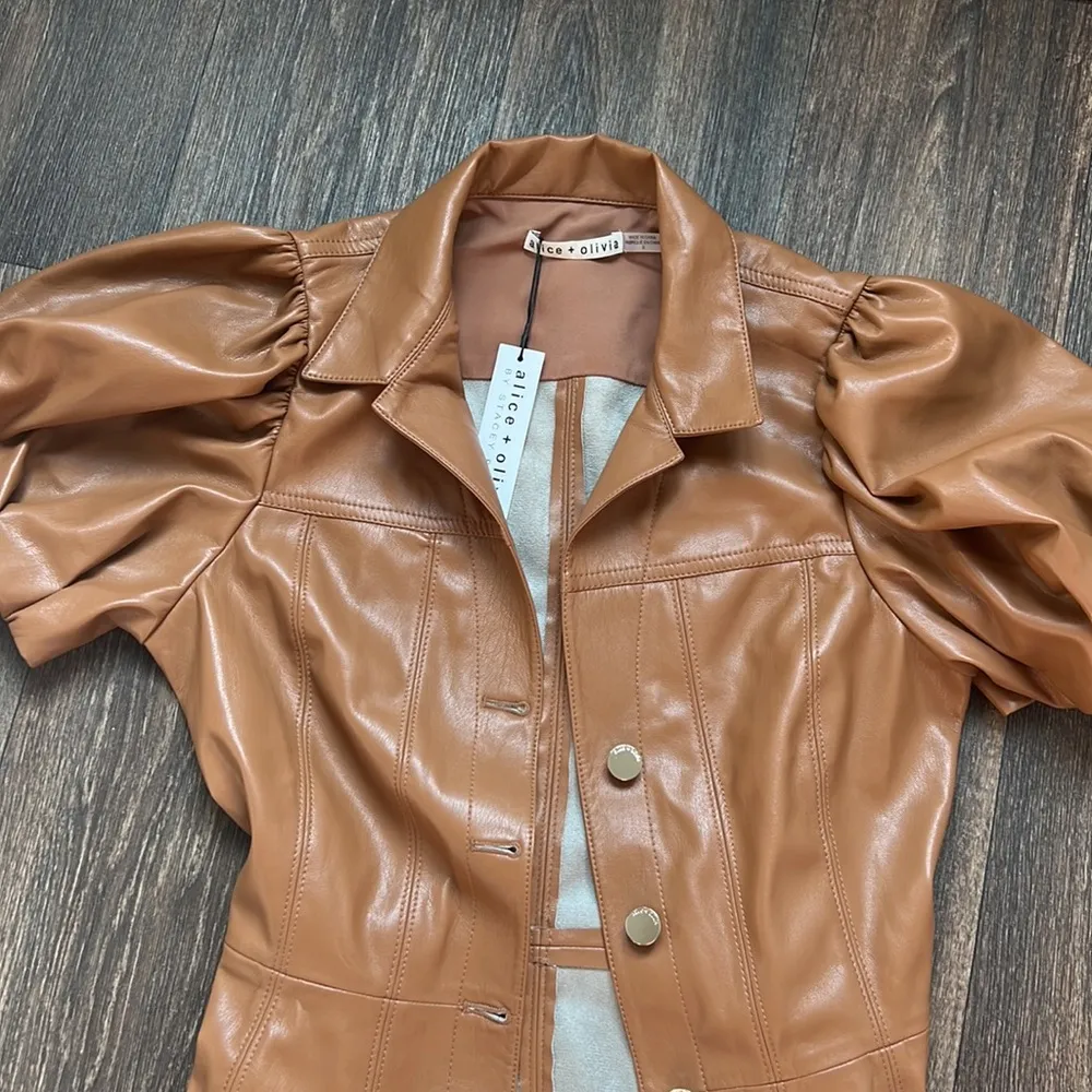 OFRA VEGAN LEATHER MINI DRESS WITH TIE BELT - Image 5