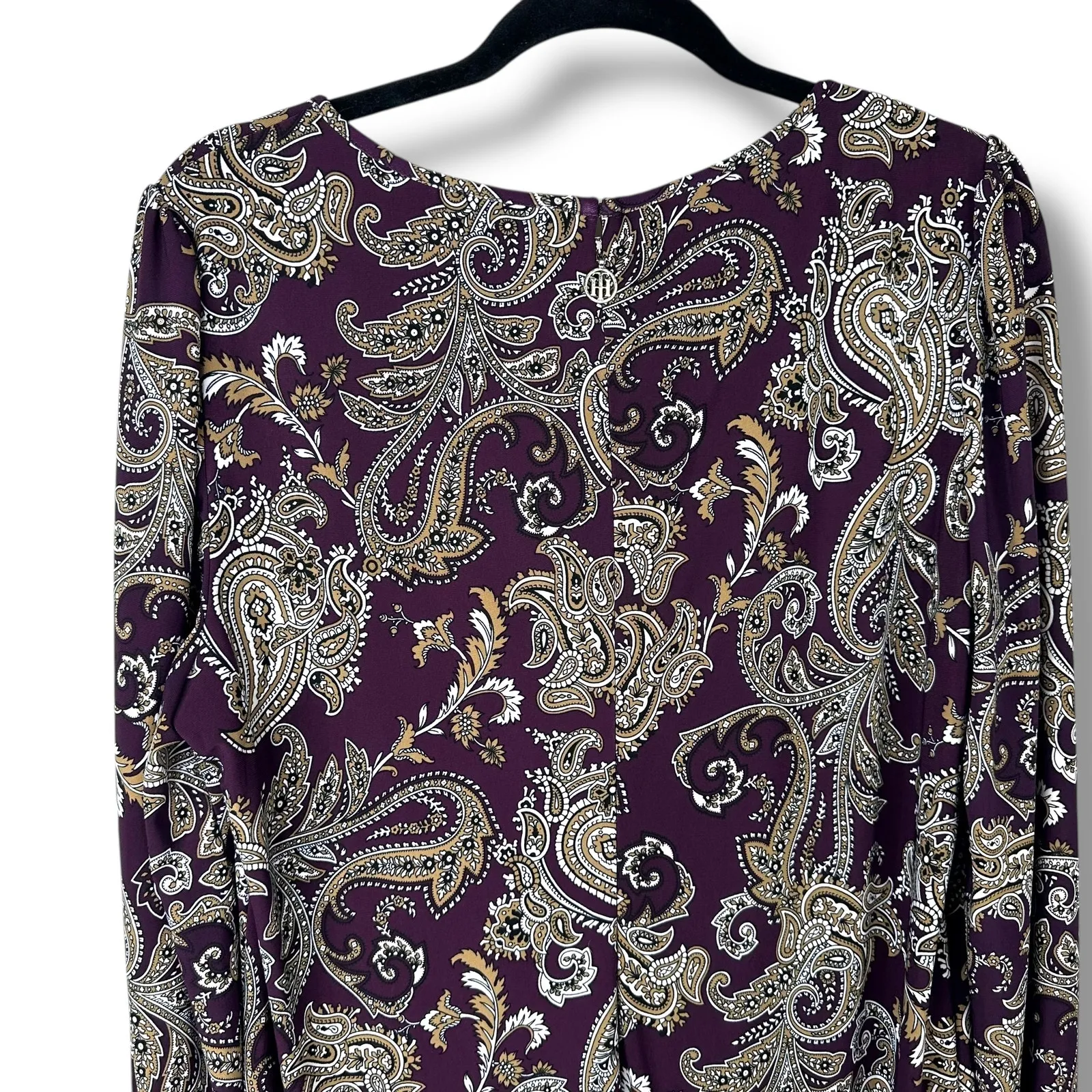 Tommy Hilfiger NWOT Plum Purple Paisley Print Pullover Long Sleeve Midi Dress - Image 6