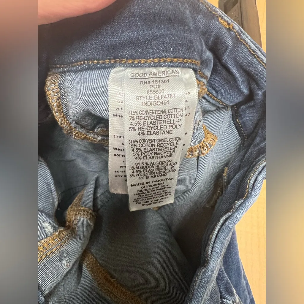 Good American GLF478T Indigo Blue Good Legs Flare Jeans Size 1 Stretch Denim - Image 6