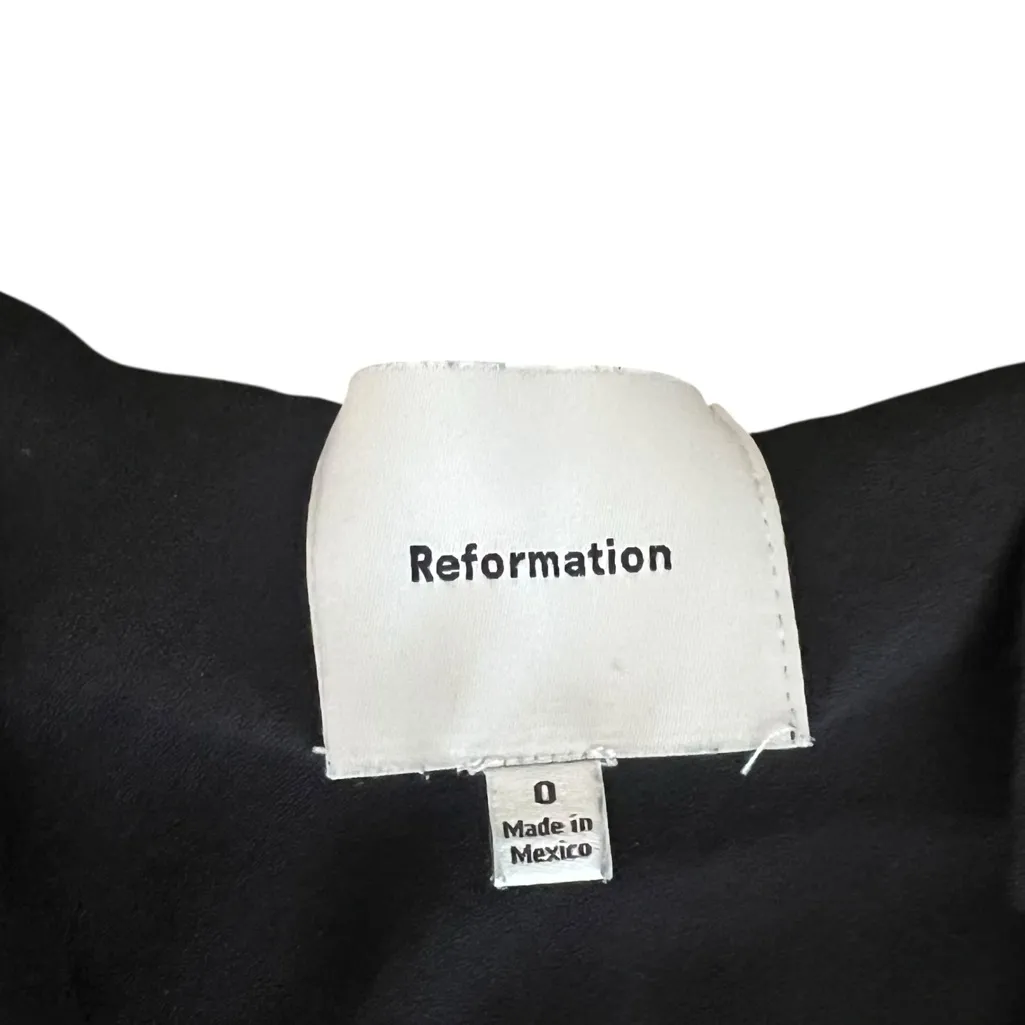 Reformation Women’s Ozzlie Black Square Neck Back Slit Black Sheath Midi Dress 0 - Image 6