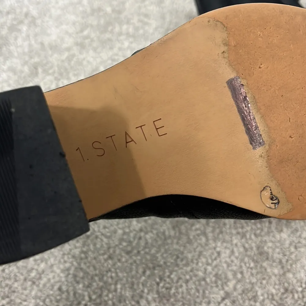 💕1 State Size 7 Black Leather Leban Heeled Slingback Pointed Toe Ankle Boots - Image 10