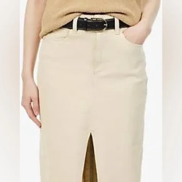 PAIGE‎ Angela Midi Denim Skirt Women’s 6 (28) Soft Beige Preppy Classic Casual - Image 5
