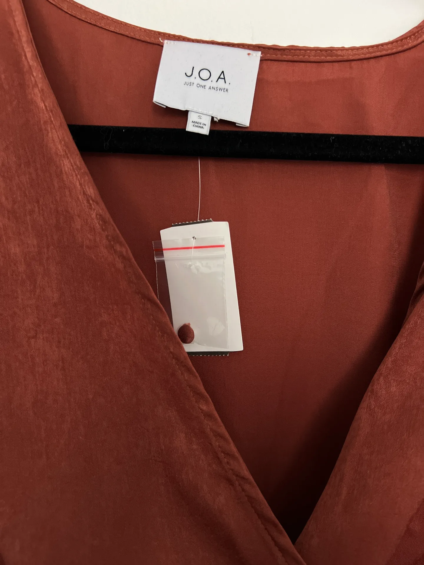 J.O.A Burnt Orange Wrap Crop Blouse Top - Size Small - Image 5