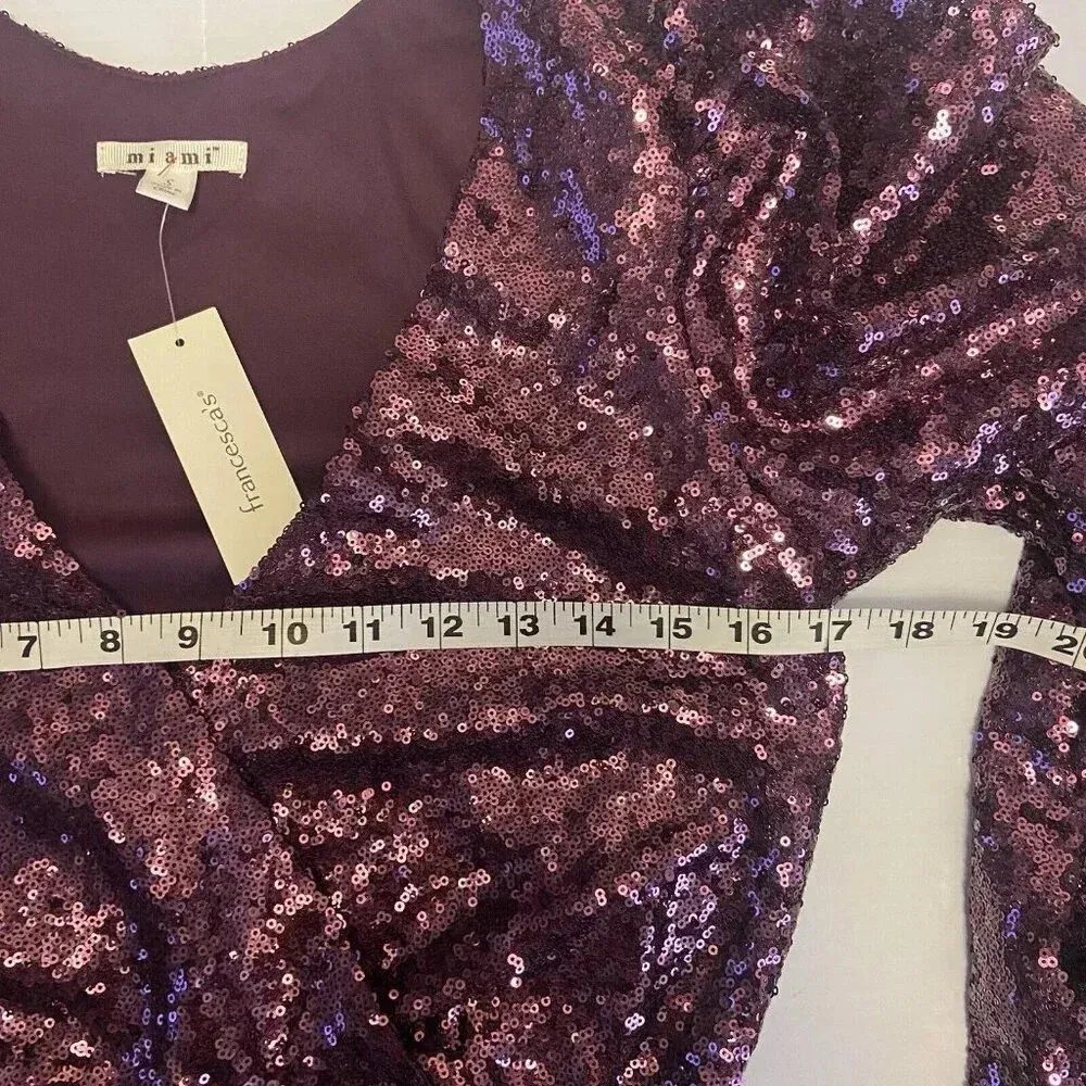 Francesca’s‎ Miami Purple Sequin Long Sleeve Party Dress NWT Size S Cocktail - Image 13