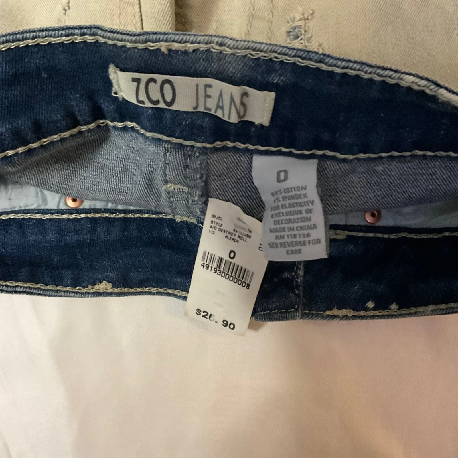 ZC0 Thrashed Bleach Destroy Roll Jean Shorts 0 Grunge Festival Y2K Punk Rocker Blue - Image 6