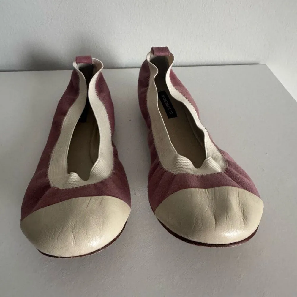 Noemie Balletcore Pink Suede Leather Flats Pink Size 6 - Image 2