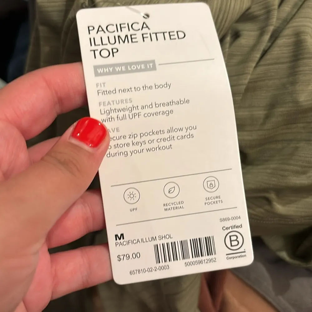 Athleta Green Olive Striped Pacifica Illume Fitted Top - Image 4