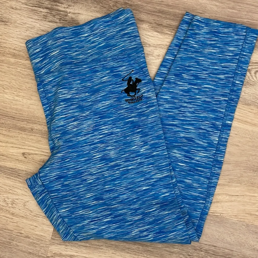 EUC  Heather Blue & White Long Leggings Size XL - Image 3