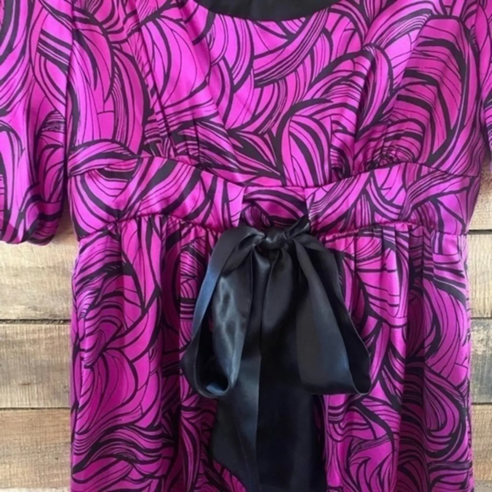 Donna‎ Morgan Purple and Black Silk Dress Size 8 - Image 3