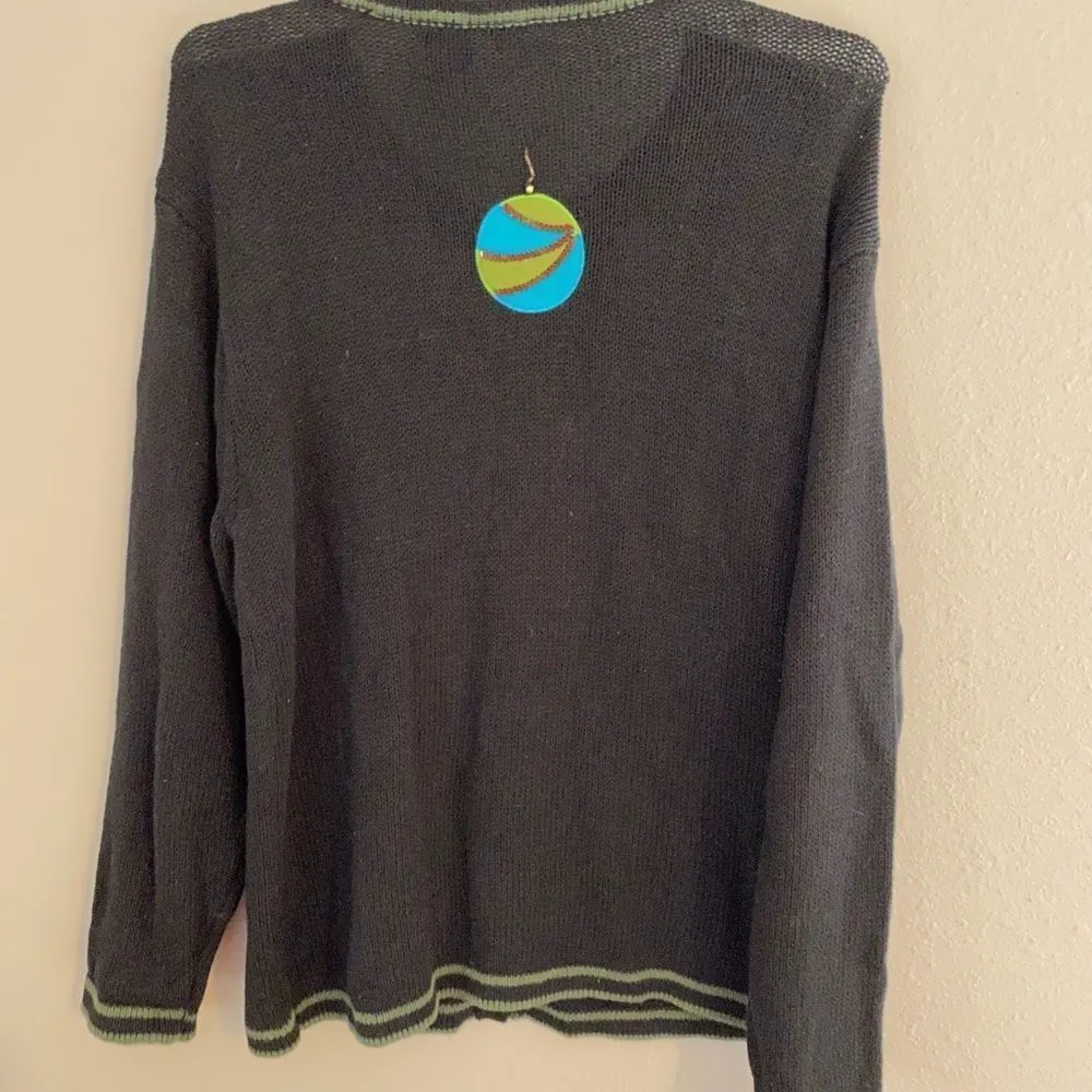 Vintage Bobbie Brooks‎ Christmas Ornament Cardigan Sweater Black Size M - Image 6