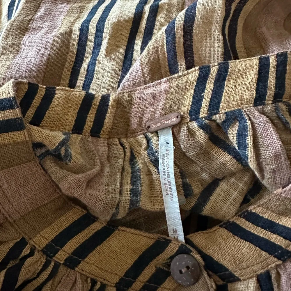 NWOT Free People Castaway Striped Crochet Long Sleeve Button Up Top - Image 5