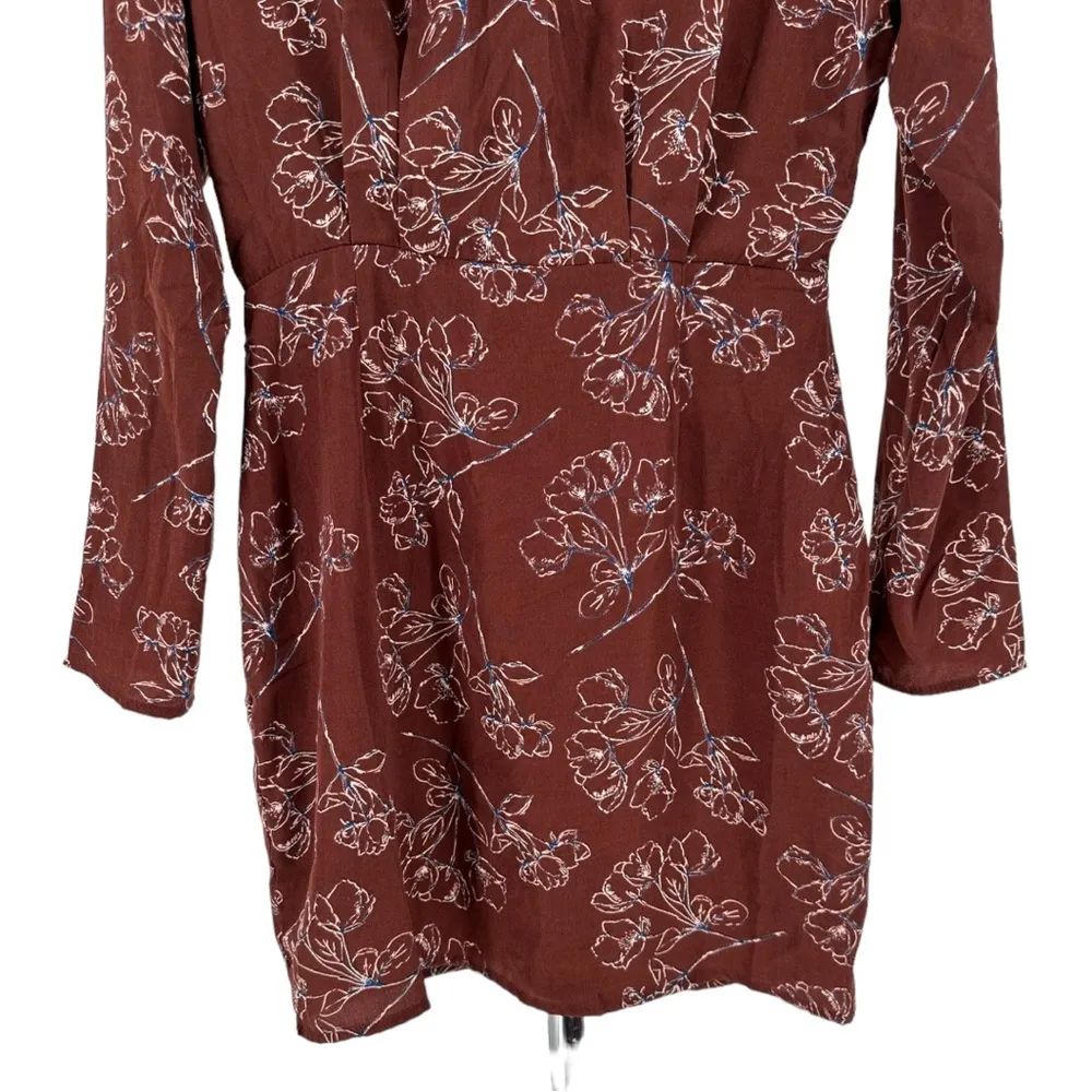 Dress Forum Brown Floral Print Back Slit Mini Dress size Medium NWT - Image 6