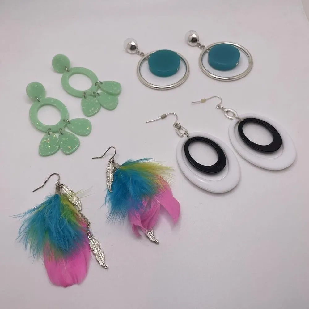 Lot Of 4 Fun Women’s Costume Earrings Pierced Dangle Drop Dress up - Image 2