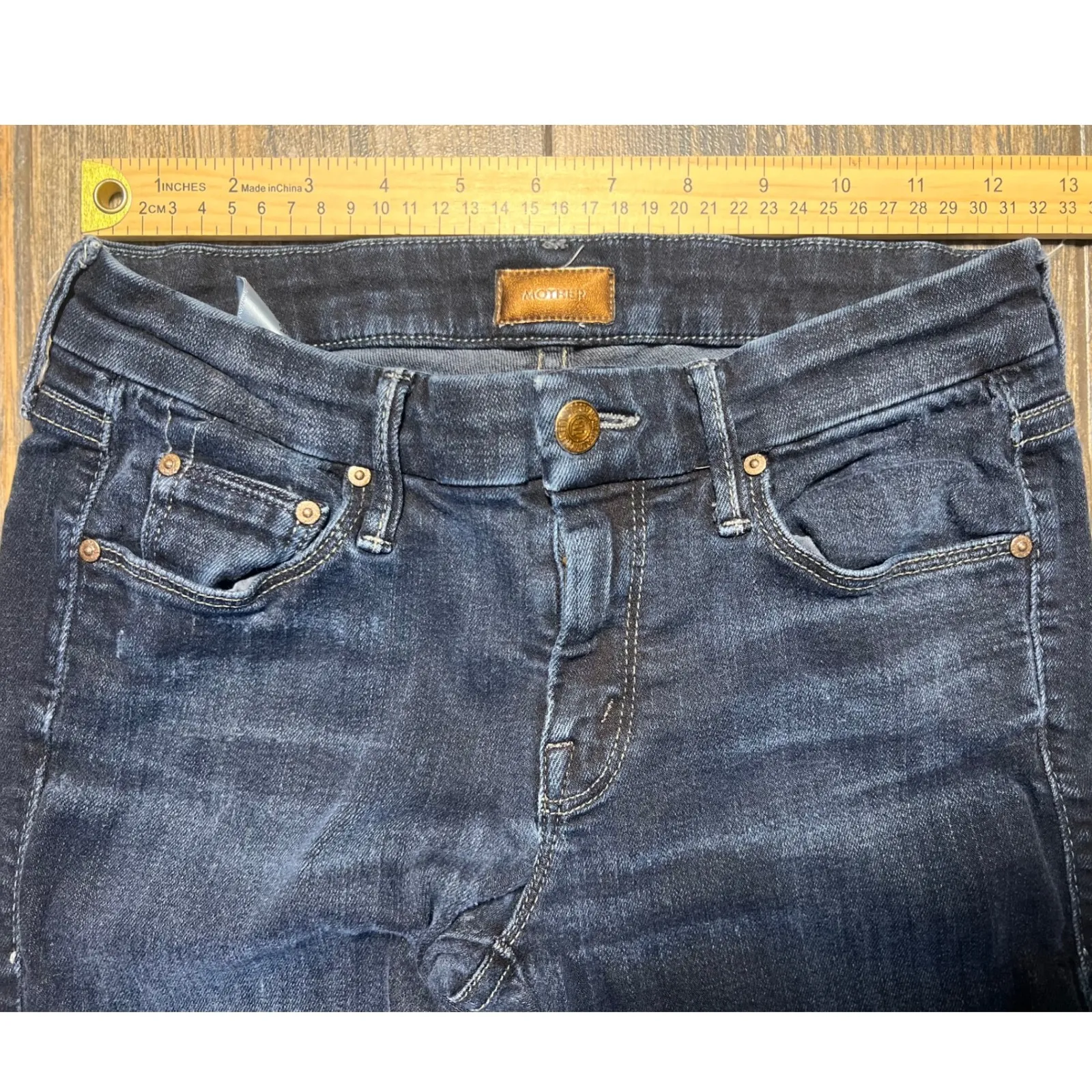 MOTHER The Looker Jeans Womens SZ 26 Dark Wash Skinny Fit Denim Coffee Tea Or Me Blue - Image 6