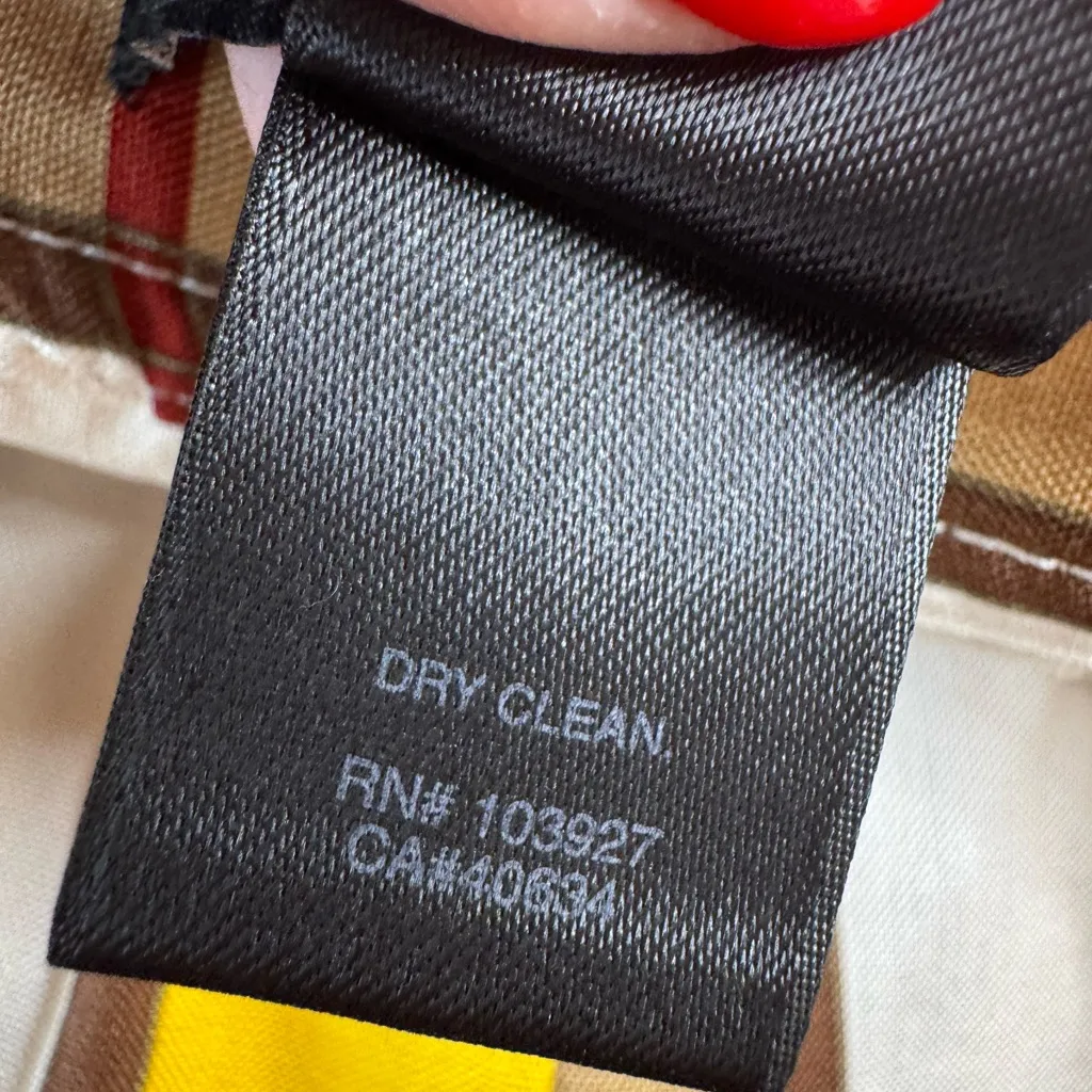 Marc by Marc Jacob’s Plaid Pleated Checkered Yellow Brown Silk Skirt size 6 - Image 7