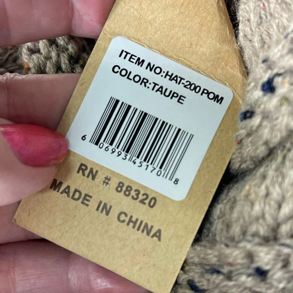 NWT C.C. Speckled big Pom Pom knit hat Brown - Image 3